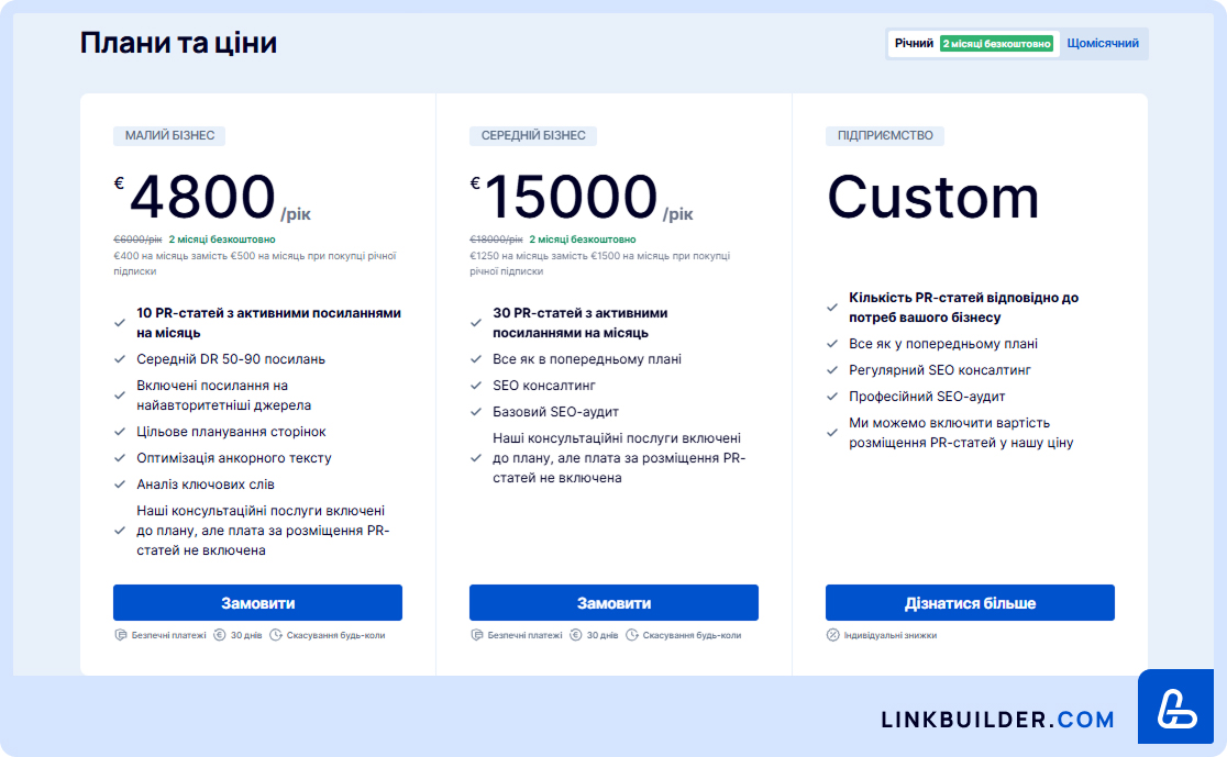 Ціни тв плани LinkBuilder.com